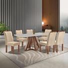 Conjunto Mesa Tampo Smart Plus Vidro Kyra 170cmx90cm 6 cadeiras Arizona