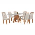 Conjunto Mesa Tampo Smart Plus Vidro Kyra 170cmx90cm 6 cadeiras Arizona