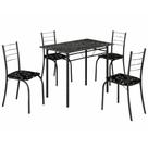 Conjunto Mesa Teixeira Rio Realeza com 4 cadeiras tampo em MDP retangular preto Craquelado