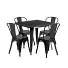 Conjunto Mesa Tolix 80 Cm + 4 Cadeiras Tolix - Preto