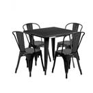 Conjunto Mesa Tolix 80 Cm + 4 Cadeiras Tolix - Preto