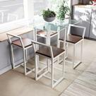 Conjunto Mesa Vidro 4 Cadeiras Pequena Imbuia Industrial White