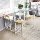 Conjunto Mesa Vidro 4 Cadeiras Pequena Pinus Industrial White
