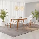 Conjunto Mesa Vidro/MDF com 6 Cadeiras Eames PP