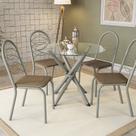 Conjunto Mesa Volga Tampo de Vidro e 4 Cadeiras Holanda Conjunto Mesa Volga Tampo de Vidro e 4 Cadeiras Holanda