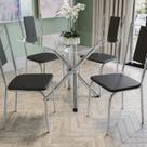 Conjunto Mesa Volga Tampo de Vidro e 4 Cadeiras Lisboa