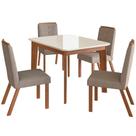 Conjunto Mesa Zamarchi 163 Com Tampo de Vidro Com 4 Cadeiras Estofadas Tecido Bouclé Conjunto Mesa Zamarchi 163 Com Tampo de Vidro Com 4 Cadeiras Estofadas Tecido Bouclé