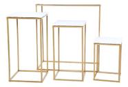 Conjunto Mesas Cubo Desmontável Dourado Com Tampo Branco