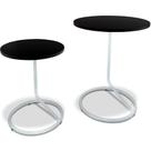 Conjunto Mesas De Canto Lateral Dupla Jasper Redonda Branco e Preto Conjunto Mesas De Canto Lateral Dupla Jasper Redonda Branco e Preto