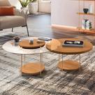 Conjunto Mesas de Centro Redonda MDF e Vidro Allure B01 Cinamomo - Lyam Decor