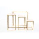 Conjunto Mesas Decorativas Cubo Dourado Tampo de Pinus