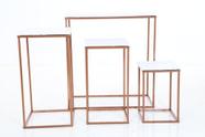 Conjunto Mesas Decorativas Cubo Rose Com Tampo Branco