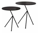 Conjunto Mesas Laterais Itália Preta Aço Carbono 60cm - 50cm
