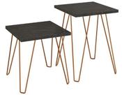 Conjunto Mesas Quadradas Marquina Estrutura Cobre 60cm - 59289