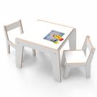 Conjunto Mesinha E 2 Cadeirinhas Infantil Criança Mesa Didática Educativa Mdf Branco