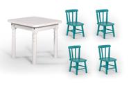 Conjunto Mesinha Infantil Branca com 4 Cadeiras Kids Turquesa - Straub Web Conjunto Mesinha Infantil Branca com 4 Cadeiras Kids Turquesa - Straub Web