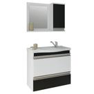Conjunto MGM Kit Grécia Armário Com Cuba Espelheira 65cm 100% MDF 2 Compartimentos Cor Branco/Preto