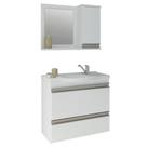 Conjunto MGM Kit Grécia Armário Com Cuba Espelheira 65cm 100% MDF 2 Compartimentos Cor Branco