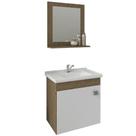 Conjunto MGM Kit Íris Armário Com Cuba Espelheira 44cm 100% MDF 1 Compartimento Cor Amêndoa/Branco Conjunto MGM Kit Íris Armário Com Cuba Espelheira 44cm 100% MDF 1 Compartimento Cor Amêndoa/Branco