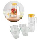 Conjunto Miami Jarra 800ml + 4 Copos 210ml Elegância Vidro