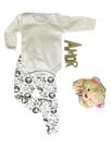 Conjunto Mijão Vira Pé e Body Manga Longa Cat Preto e Branco