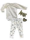 Conjunto Mijão Vira Pé e Body ML Canelado Baby