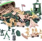Conjunto militar masculino do exército, 3 lontras, 120 unidades com veículos e tapete de brincar