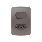 Conjunto Miluz Schneider - 1 Interruptor Simples + 1 Tomada 2P+T Horizontal 10A 250V Grafite Conjunto Miluz Schneider - 1 Interruptor Simples + 1 Tomada 2P+T Horizontal 10A 250V Grafite