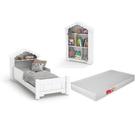 Conjunto Mini Cama c/Colchão e Estante Branca OFERTAMO