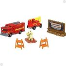 Conjunto Miniatura Bombeiro Resgate De Incêndio Mattel