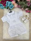 Conjunto Miss Cherry Meninos Bebê Theo Branco - Camisa e Jardineira