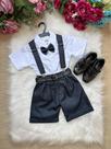 Conjunto Miss Cherry Meninos Social com Shorts Ravi Azul Petróleo