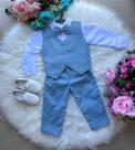 Conjunto Miss Cherry Social com Colete Azul Serenity e Acessórios