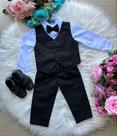 Conjunto Miss Cherry Social com Colete Preto e Calça Preta