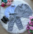 Conjunto Miss Cherry Social Terno - Blazer Cinza Completo com Camisa e Gravata Conjunto Miss Cherry Social Terno - Blazer Cinza Completo com Camisa e Gravata