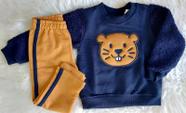 CONJUNTO ML CASTOR E CALCA MOLETOM JACA LELE Azul Marinho/Azul