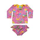 Conjunto Moda Praia Infantil Bebê 03 a 06 Meses Proteção Solar Uv50+ Menino Menina Everly Cor:Sereia RosaTamanho:BB - D
