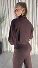 Conjunto Modal Blusa com Gola Alta e Calça Pantalona