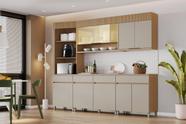 Conjunto Modulado Cozinha Completa com Vidro 100% MDF 2.65M Cor:Carvalho/Greige