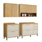 Conjunto Modulado de Cozinha 2 Armários Aéreo Ripado e 2 Balcões Torino Marrom/Cinamomo/Off White Conjunto Modulado de Cozinha 2 Armários Aéreo Ripado e 2 Balcões Torino Marrom/Cinamomo/Off White