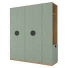 Conjunto Modulado Infantil 3 Peças 6 Portas, Cabideiros, Nichos, 2 Gavetas e Sapateira Joy Kids CabeCasa MadeiraMadeira Verde/Avena