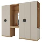 Conjunto Modulado Infantil 4 Peças 6 Portas Cabideiro, Penteadeira com Espelho, Nichos, Gavetas e Sapateira Joy Kids CabeCasa MadeiraMadeira