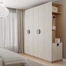 Conjunto Modulado Joy 3 Peças Cabideiros, Nicho com 2 Gavetas e Sapateira Cabecasa Madeiramadeira Cinza Sereno/Avena