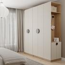 Conjunto Modulado Joy 3 Peças Cabideiros, Nicho com 2 Gavetas e Sapateira Cabecasa Madeiramadeira Cinza Sereno/Avena