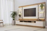 Conjunto Modular 297cm para TV com Rack + Painel + 2 Módulos Laterais São Paulo Linea Brasil - Tauari/Off White Fosco Conjunto Modular 297cm para TV com Rack + Painel + 2 Módulos Laterais São Paulo Linea Brasil - Tauari/Off White Fosco