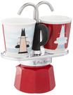 Conjunto Moka Bialetti Mini Express Magritte Vermelho - 2 Xícaras e 2 Copos Conjunto Moka Bialetti Mini Express Magritte Vermelho - 2 Xícaras e 2 Copos
