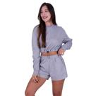 Conjunto Moletinho Blusa com Manga Longa com Regulagem e Short Louise e Maya- c15 COMBO LOUISE MAYA