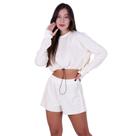 Conjunto Moletinho Blusa com Manga Longa com Regulagem e Short