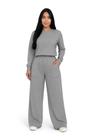 Conjunto Moletinho Blusa com Manga Longa e Calça Wide Leg e Samantha- c12 SAMANTHA+ WIDE LEG