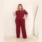 Conjunto Moletinho Pantalona e Blusa Manga Curta Plus Size